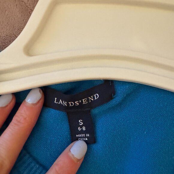 Land's End Blue Button Down Sweater - Picture 3 of 4